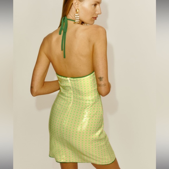 Reformation Sidney Pink and Green Sequin Mini Dress - Picture 3 of 6